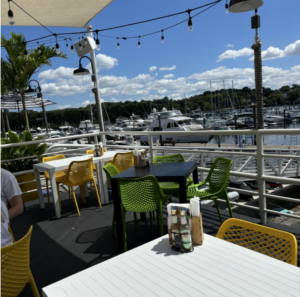 View of marina from outdoor patio